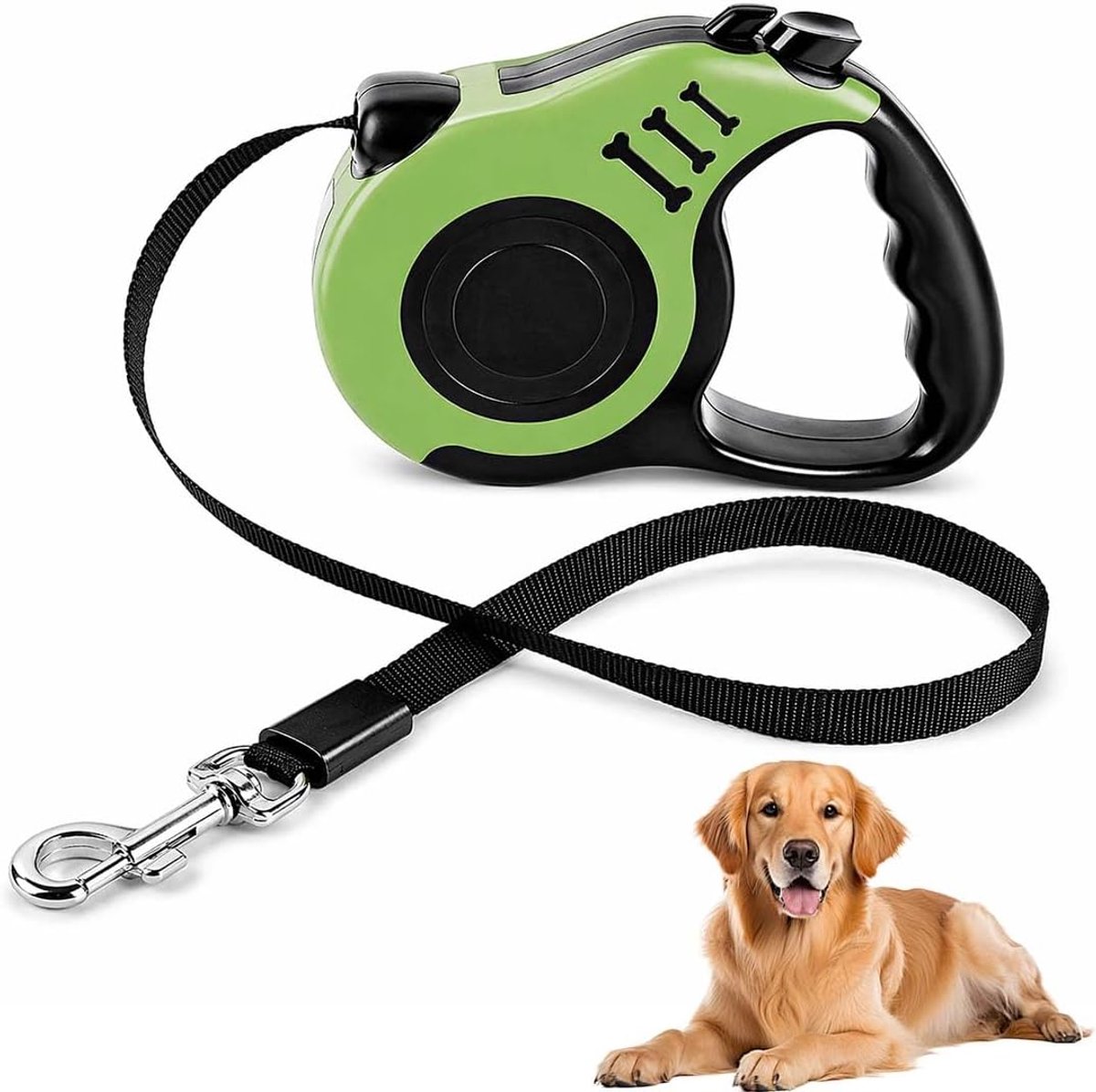 1 Pezzo Lunghina Cane In Plastica, Guinzaglio Telescopico 5M Per Cani Fino A 25Kg, Per Passeggiate, Verde - ShopVlot