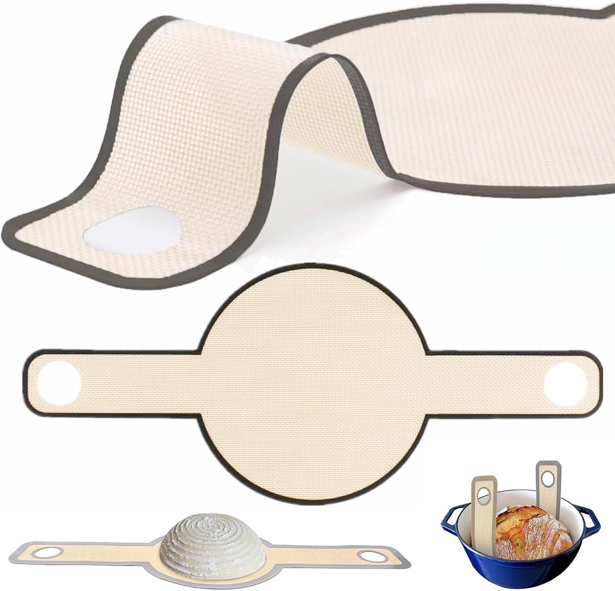 Silicone Baking Mat for Dutch Oven Bread, 50 x 21 cm, Non-stick, Reusable and Easy to Clean, Long Handles - ShopVlot