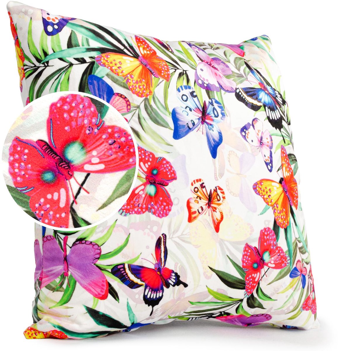ANRO Vlinder Sierkussen 50x50 cm - Velours - Inclusief vulling Multicolor