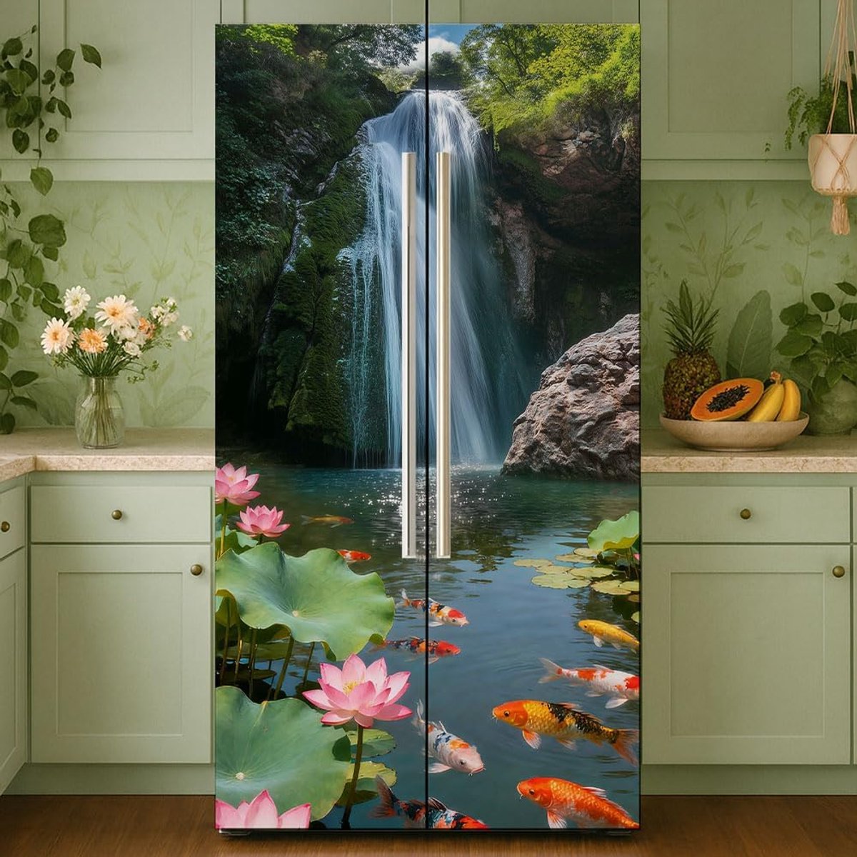Koelkaststickers waterfalpatroon 41,5 x 200cm - zelfklevend vinyl - decoratief voor keuken - ShopVlot