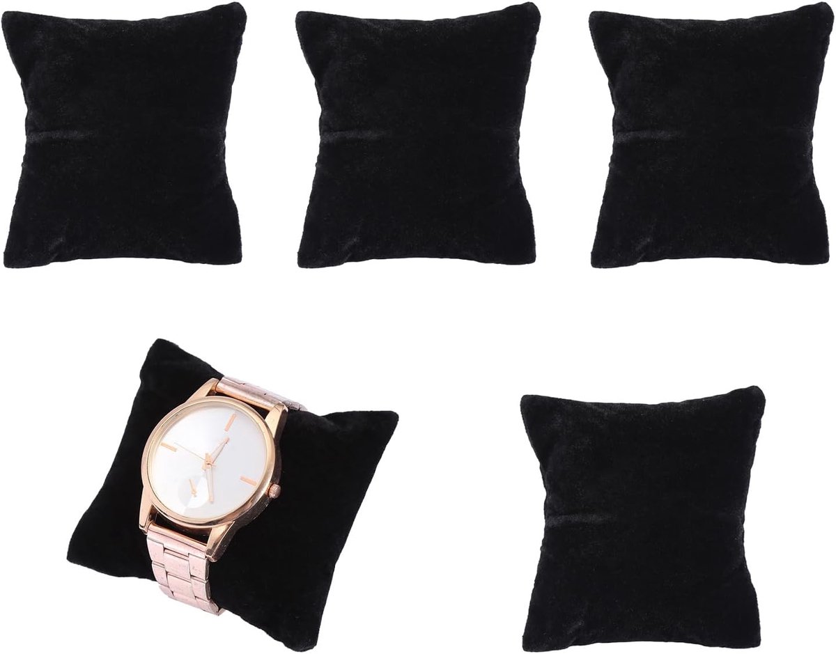 SnelShoppen - Velvet Bracelet Pillow - Luxe Kussenhouder Voor Sieraden - Zwart - Perfect Voor Horloges, Armbanden & Accessoires - Organiseer Uw Juwele