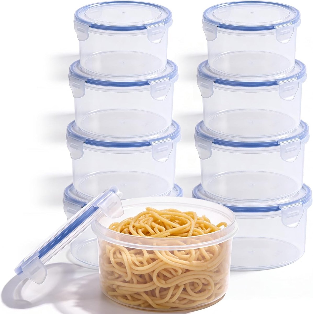 Set van 8 Luchtdichte Voedselopslagdozen, Stapelbare Plastic Dozen met Deksel voor Keuken en Maaltijdvoorbereiding