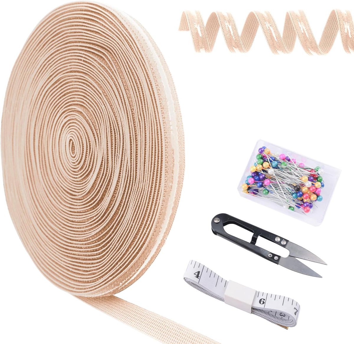Siliconen grip tape 10m - beige - niet-slip elastische band - ideaal voor kledingaccessoires - ShopVlot