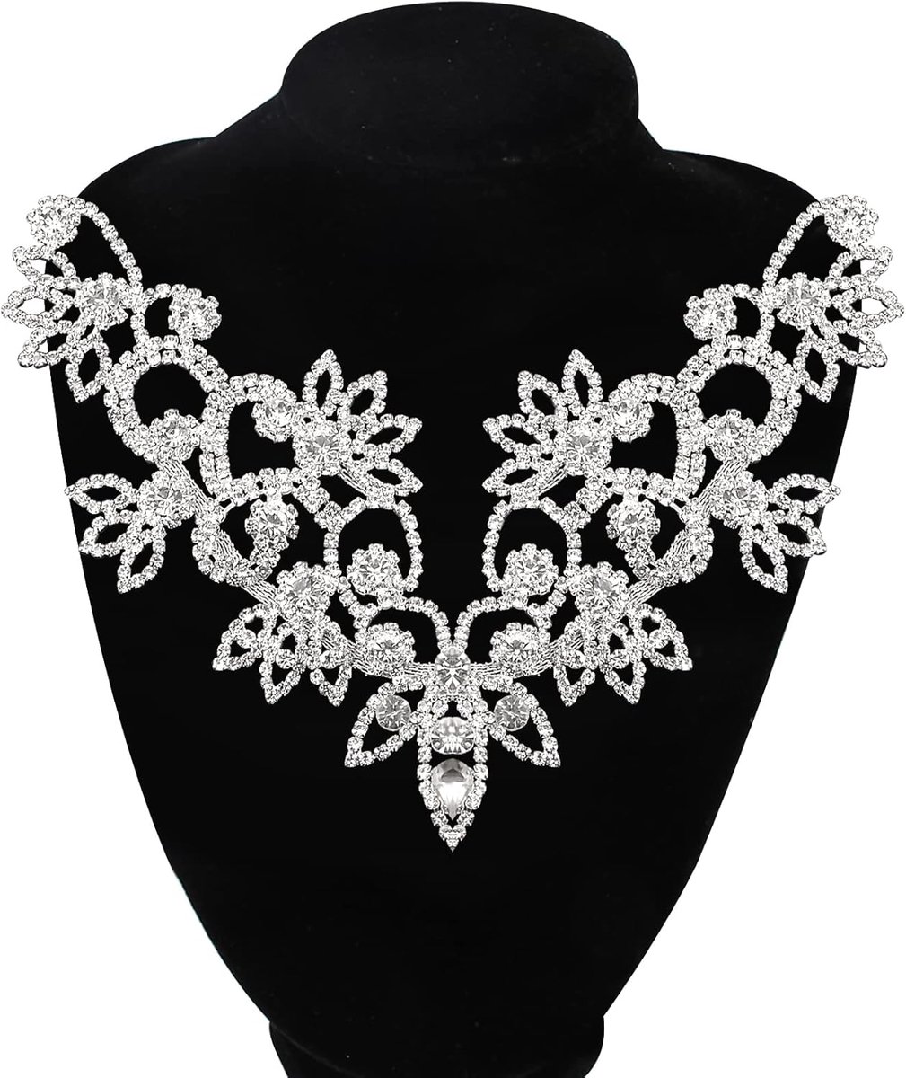 Bruiloft appliqué 26,5 x 8,5 cm - Rhinestone decoratie - Duurzaam en herbruikbaar - Perfect voor trouwjurken - ShopVlot
