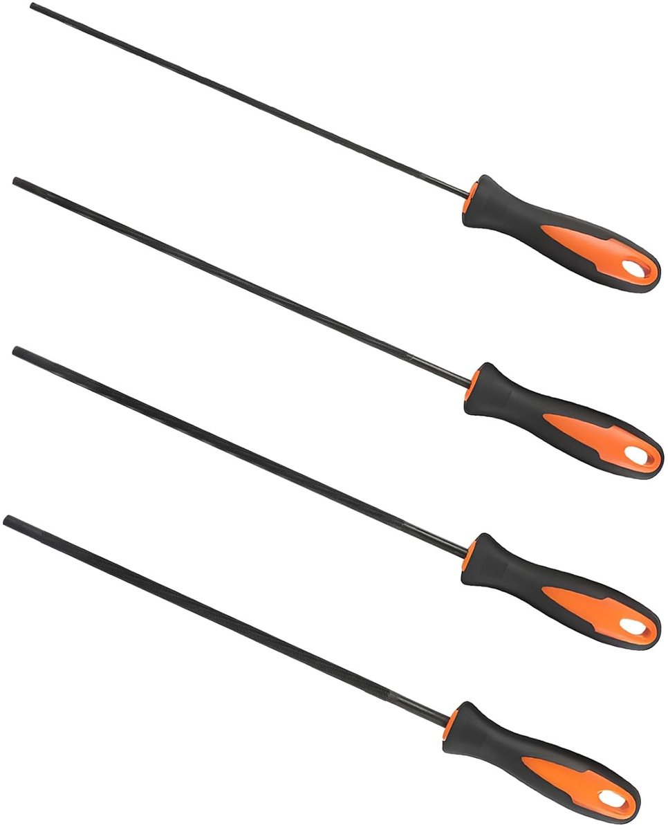 Kettingzaagbestanden set 4 stuks - Ergonomisch handvat - Hoogwaardige carbon staal - Precisie slijpen - ShopVlot