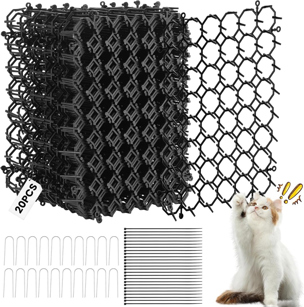 20 Delen Doornmat Tegen Katten, Dierenbarrière, Anti-Kat Mat met Spikes voor Tuin en Plantenbescherming