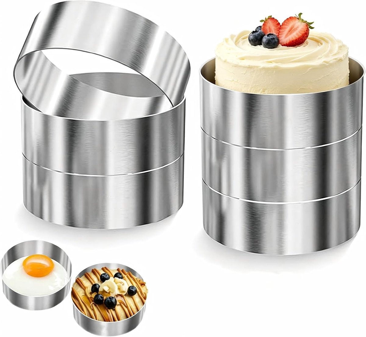 Burgerringen 6 stuks - Ø 10 cm - roestvrij staal - perfect voor bakken - ShopVlot