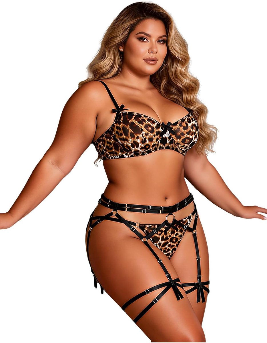 sexy lingerieset plus size - panterprint - kant en beugel - sensuele uitstraling - ShopVlot
