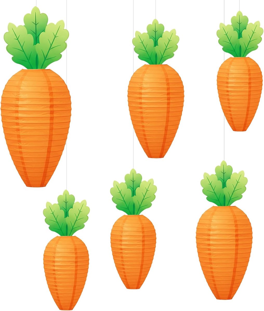 Papieren Lantaarns Wortel - 6 Stuks - Herbruikbaar - Perfect voor Pasen en Feestdecoratie - ShopVlot
