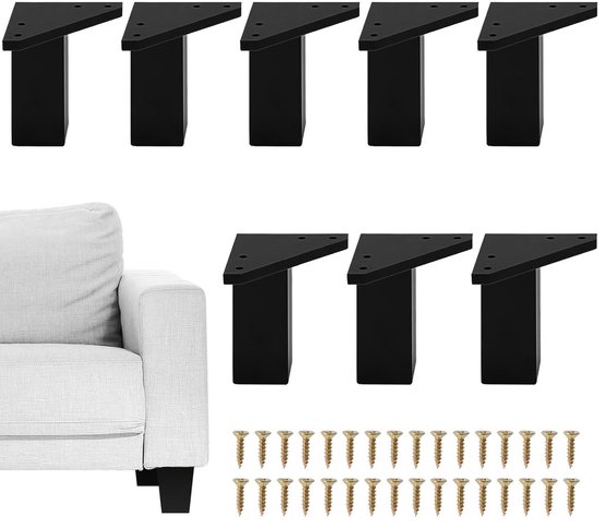 Meubelpoten 10 cm - Zwart - Set van 8 - Verstelbaar - Voor het verhogen van meubels - ABS-kunststof - Meubelbenen
