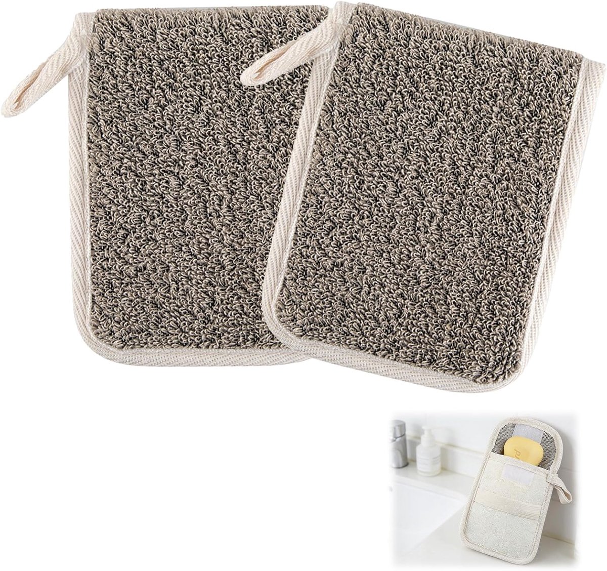 Zeepzakjes 2-pack - Natuurlijke linnen - Met hanger en elastiek - Perfect voor reizen - ShopVlot