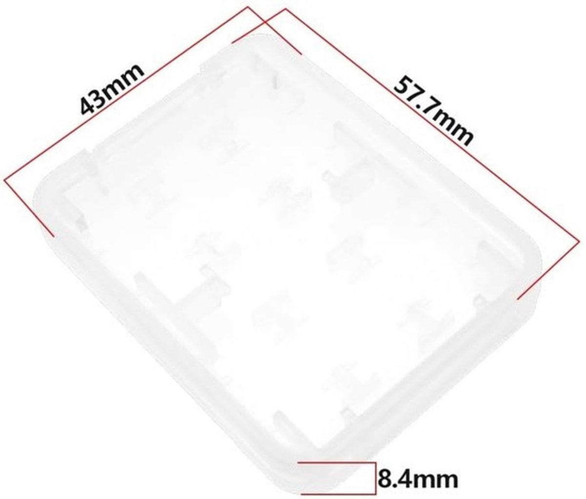 Geheugenkaart Case 8-Sleuven - Opbergdoos Waterdicht - Harde Protector - Geschikt voor 2x SD/6x TF - PP Materiaal - 57.7x43x8.4mm