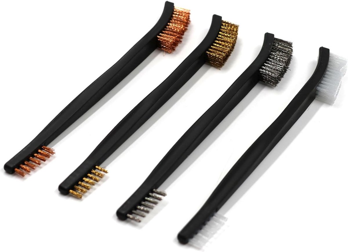 Staalborstel set van 8 - messing, nylon, roestvrij staal - ideaal voor reinigen van roest en vuil - ShopVlot