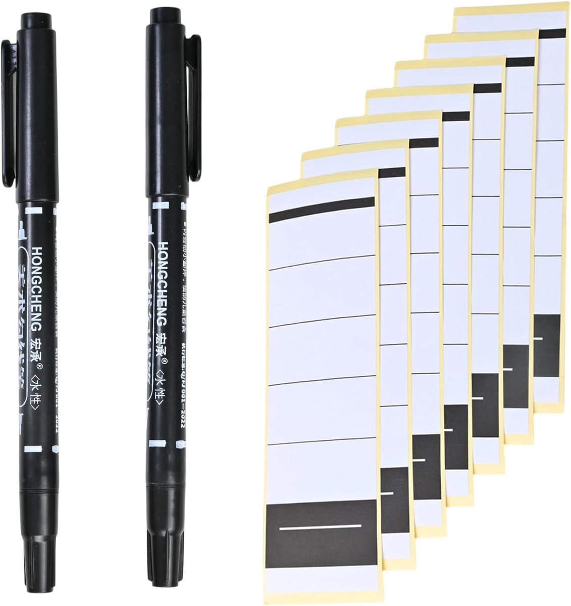 Binder rugstickers set van 50 - met 2 zwarte stiften - zelfklevend en snel droog - ideaal voor kantoor en school - ShopVlot