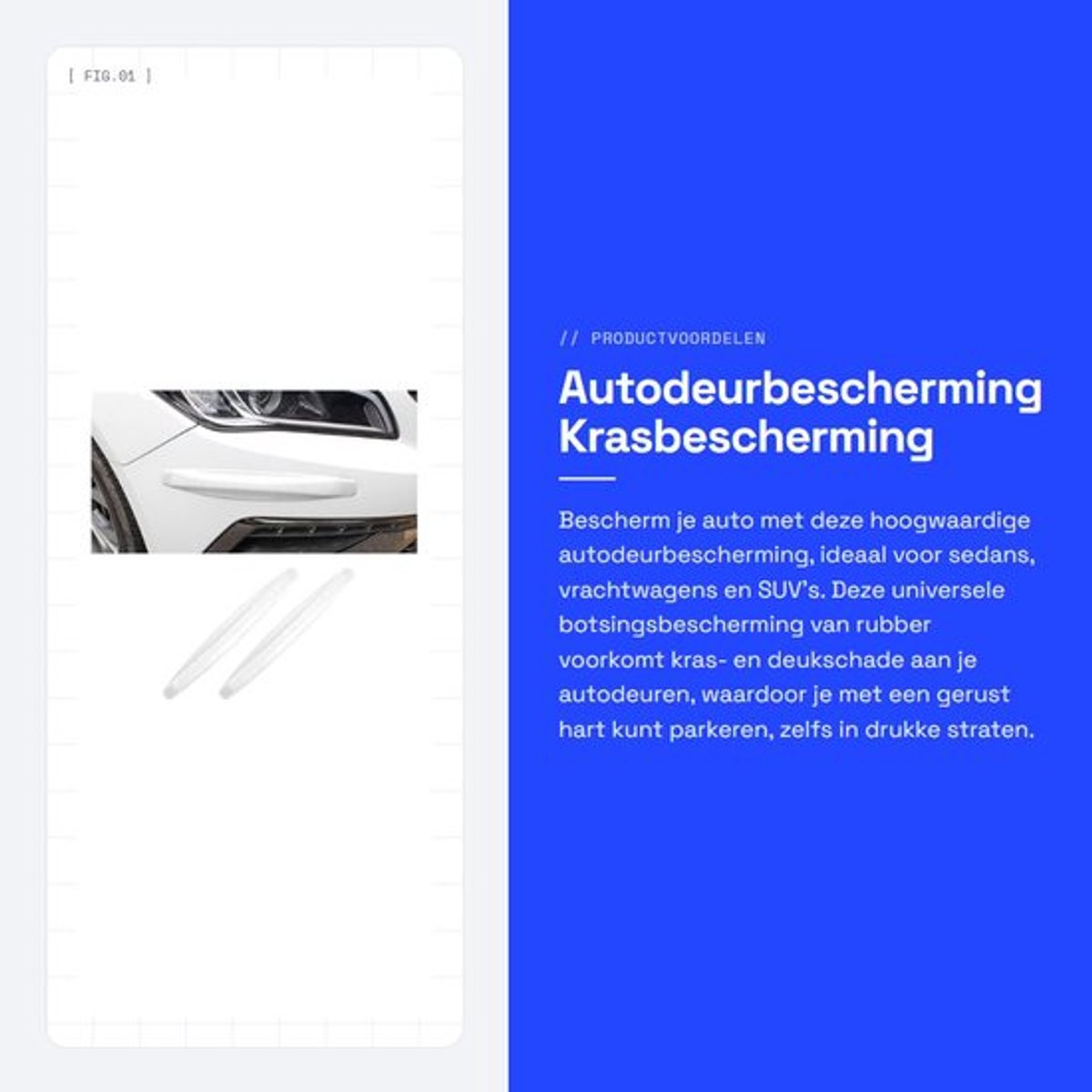 Autodeurbescherming 2 Stuks - Krasbescherming van Rubber - Universele Botsingsbescherming - Voor Auto's/SUV's - Schokbestendig - Stijlvolle Esthetiek - Deurrandbeschermer