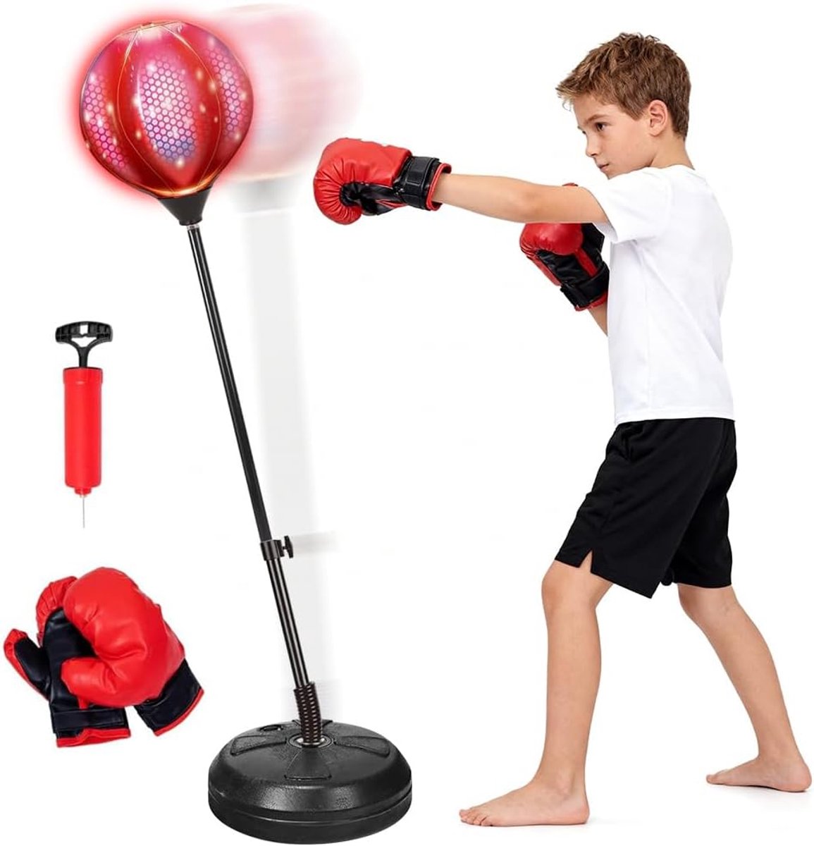 Punchingball Boxing Set 82-125 cm - Hoogte Verstelbaar - Luminous Stootzak - Stressvermindering en Training - ShopVlot