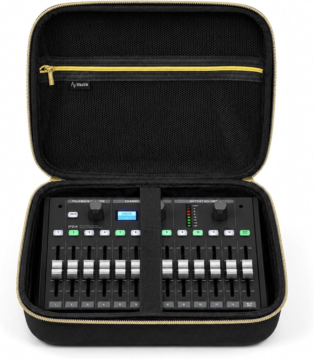 Musiin Audiomixer-tas, compatibel met Behringer P24, gouden ritssluiting aan de bovenkant, comfortabele handgreep en - ShopVlot