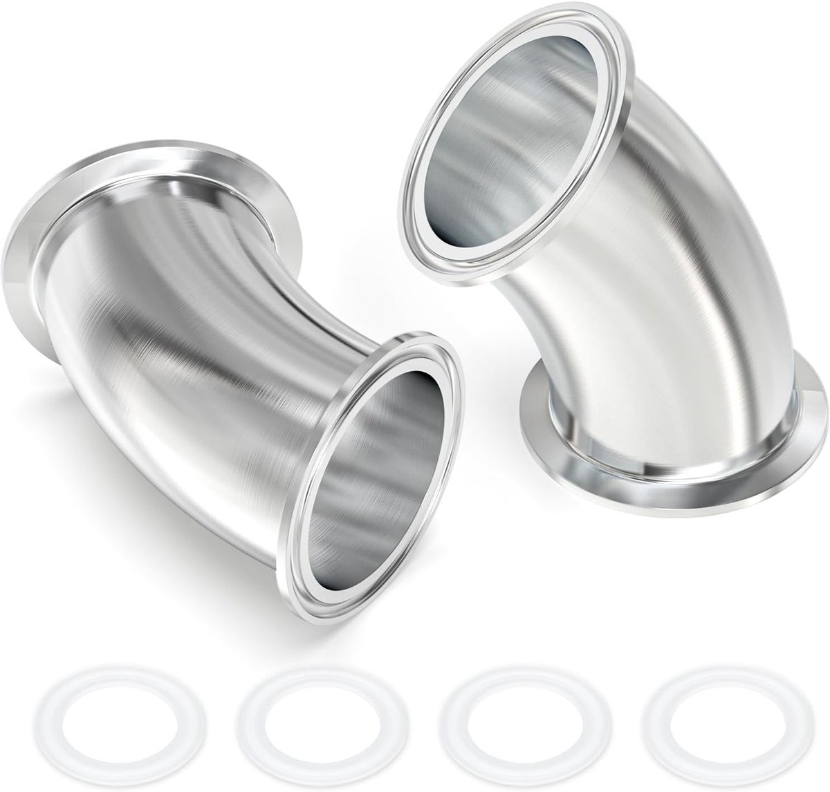 2pcs 45 Degree Elbow, 1-1/2" (38mm) Tube-OD Stainless Steel 304 Sanitary Pipe Fittings 1-1/2" Tri Clamp 50.5mm Ferrule - ShopVlot