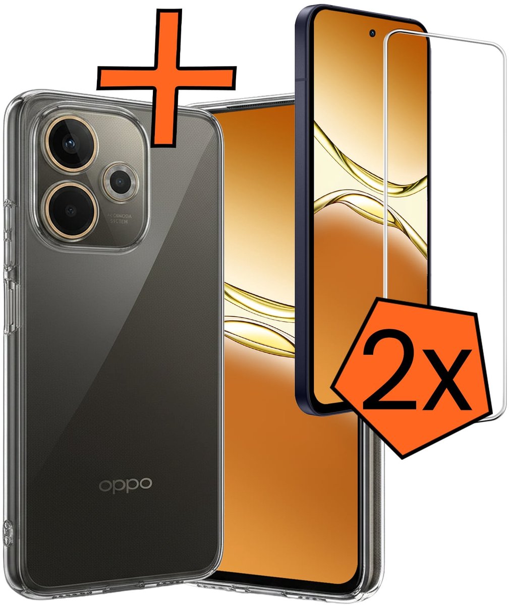 Hoes - Met 2x Screenprotector - Geschikt voor OPPO A5 Pro - Sterk & Shockproof - Back Cover - Siliconen Case - Telefoon Hoes - Transparant
