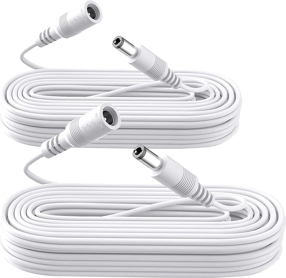 2pcs 6m DC Power Extension Cable, 2pcs DC 12V Power Extension Cable 2.1mm x 5.5mm, Compatible with 12V DC Power Supply - ShopVlot