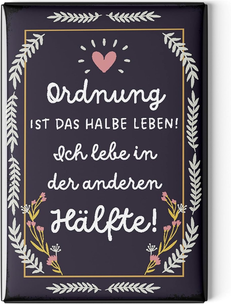LANOLU Koelkastmagneten grappig - Orde is het halve leven -grappige magneten met spreuken en grappige motieven 8 x 5,5 - ShopVlot
