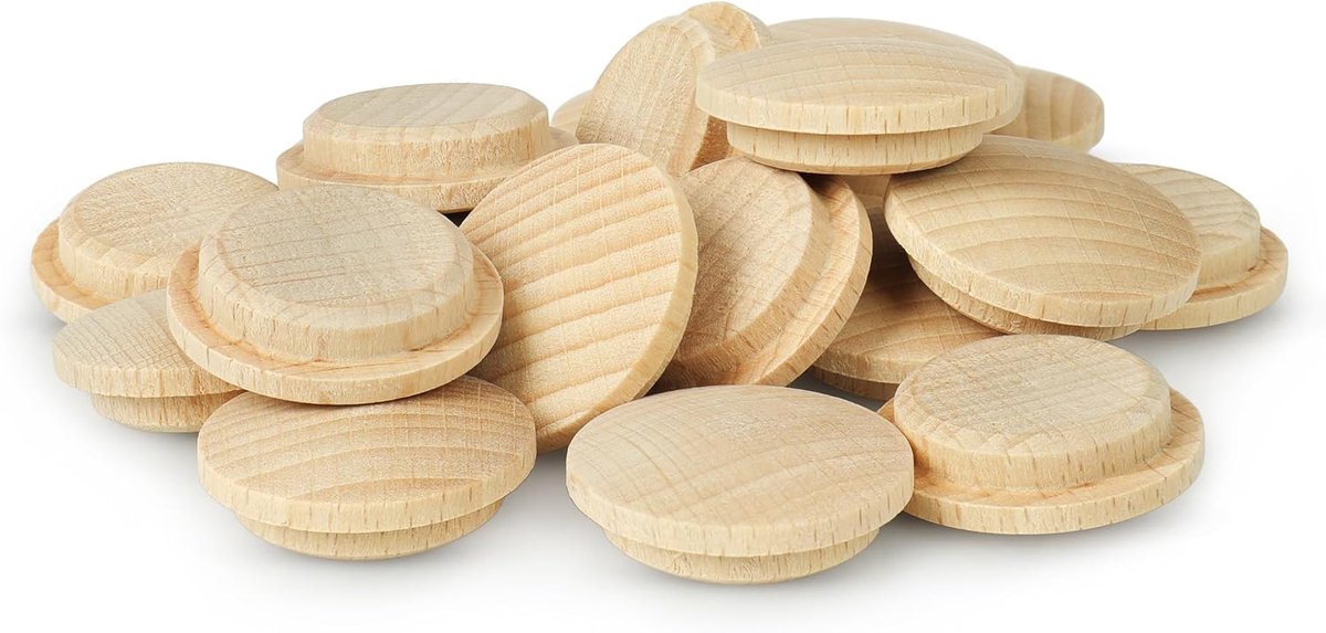 Tolux Wooden Cover Caps Ø35 mm, Screw hole covers Ø40 mm, 8 Pieces - ShopVlot