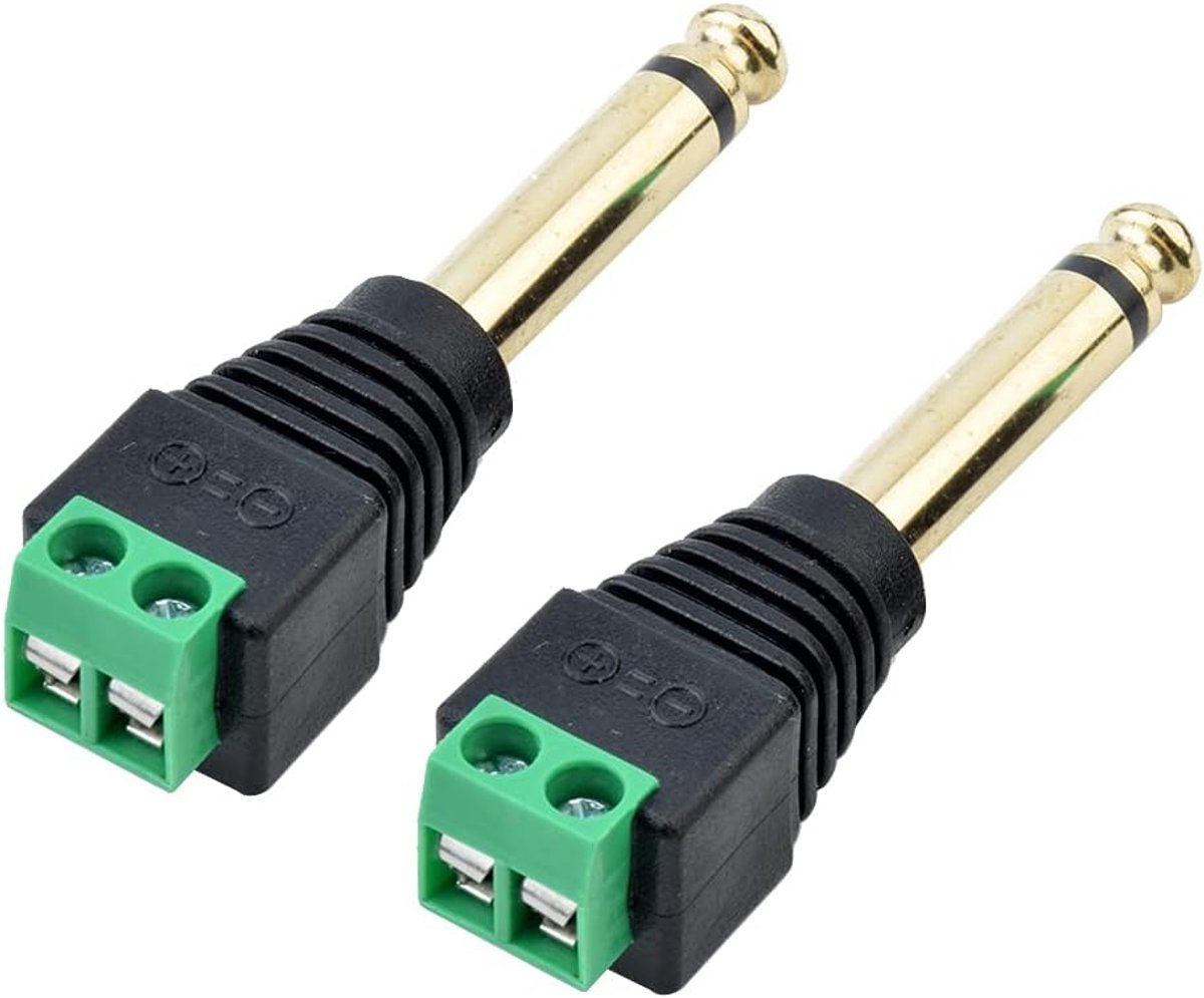 6.35mm Jack Adapter - Jack to 2-Pin Audio Cable Terminal Block Set - Terminal Block 6.35mm Jack 2-Pin - ShopVlot
