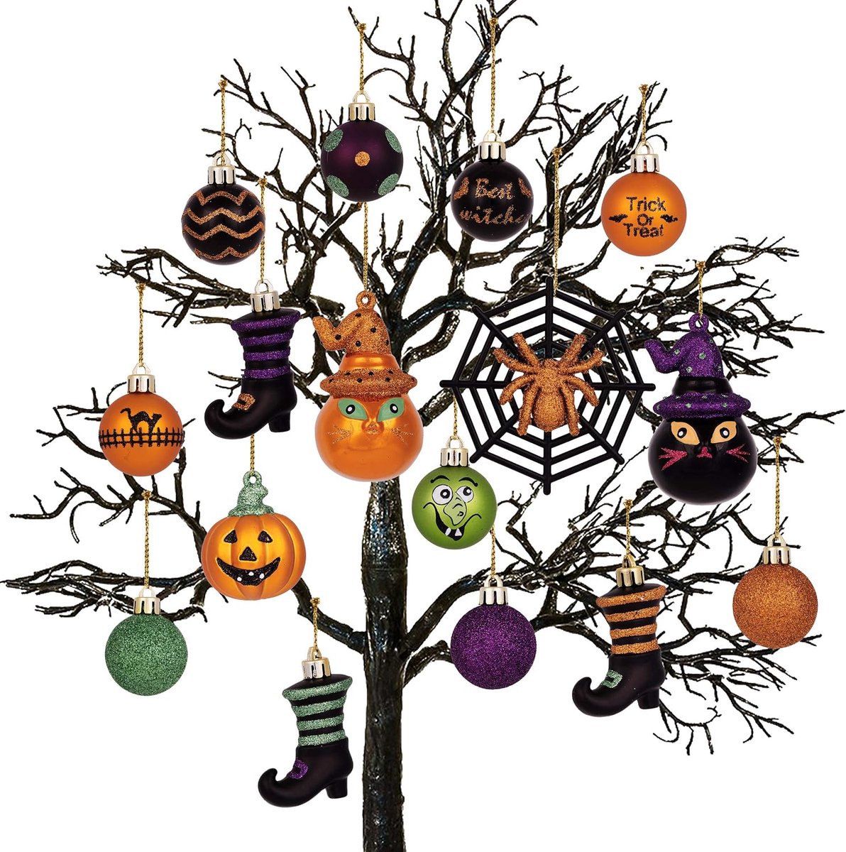 Valery Madelyn 24pcs Halloween Christmas Baubles Ornaments, Cheeky Decorative Shatterproof Halloween Hanging Tree - ShopVlot