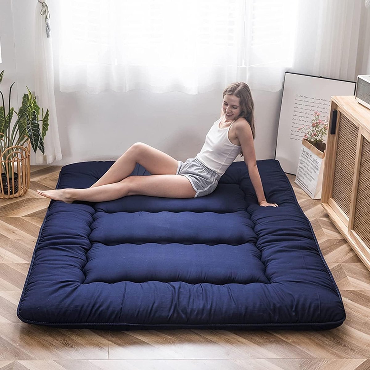 MAXYOYO Futon Mattress, Quilted Japanese Floor Mattress, Quilted Bed Mattress Topper, Extra Thick Folding Sleeping - ShopVlot
