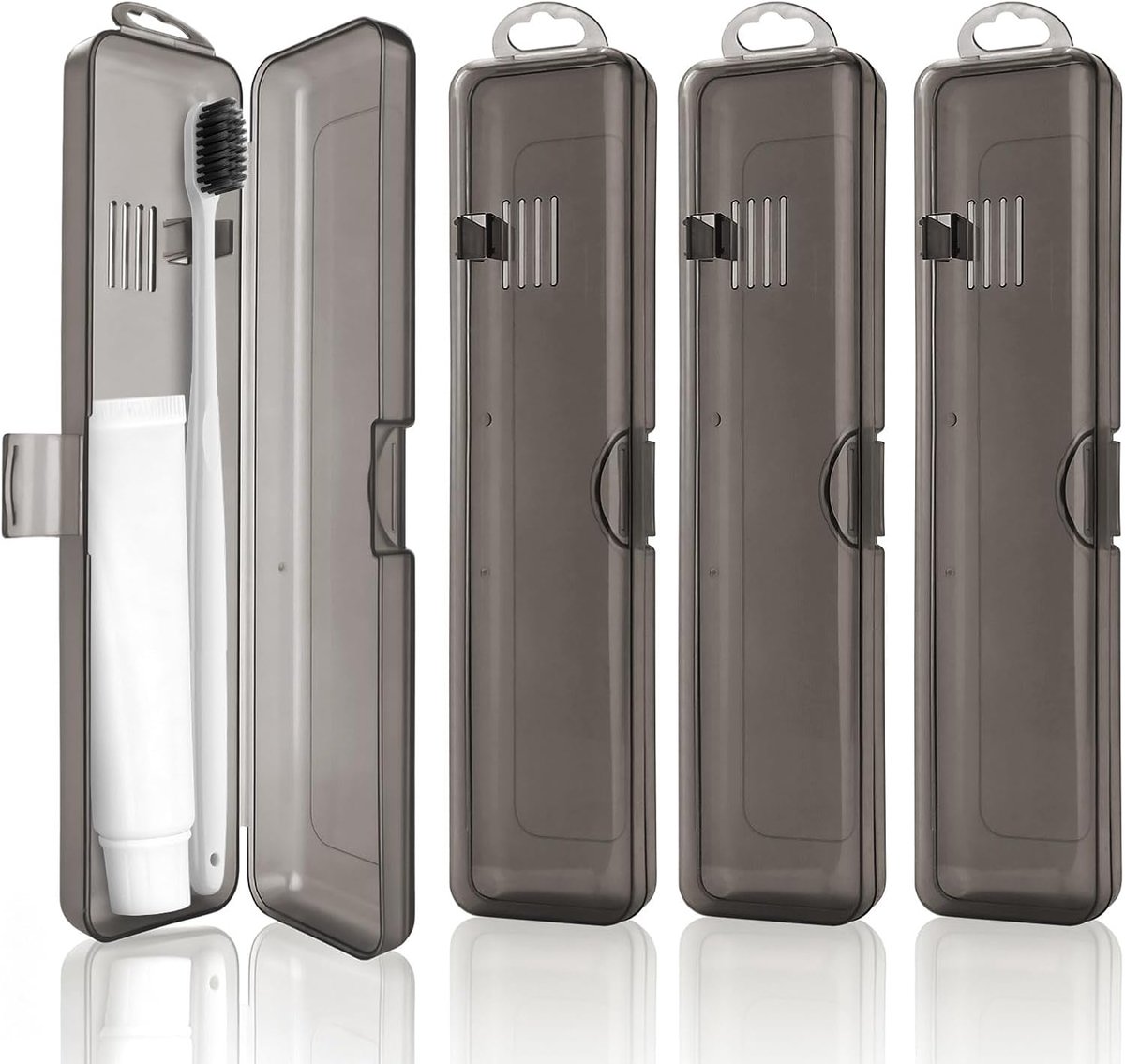 4 Pack Tandpasta & Tandenborstel Reistas, Snap-on Reistandenborstelhouder, Draagbare Tandenborstel Case Opslag - ShopVlot