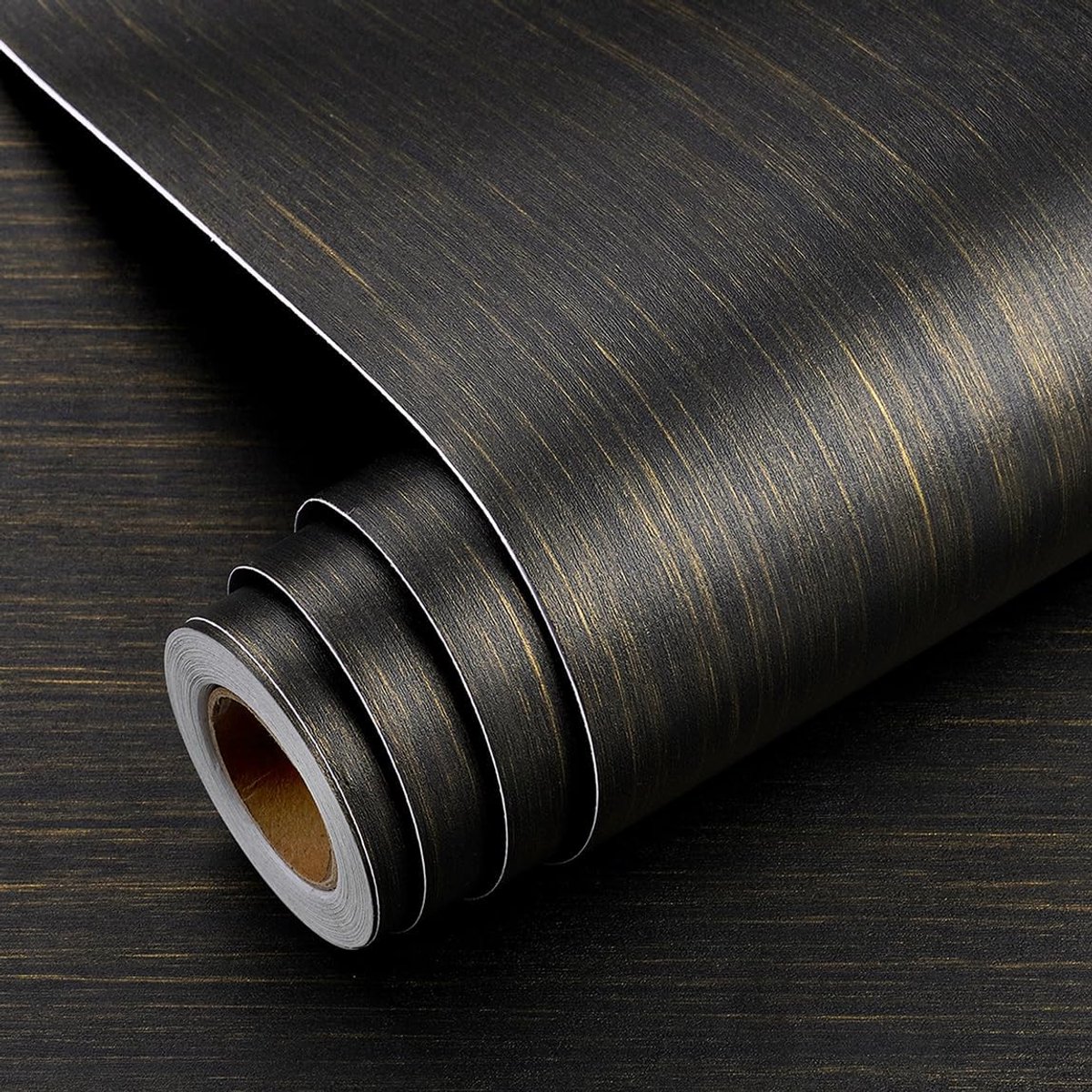 Yenhome Self-adhesive film wood look black 81x300cm Black Furniture Film Self-adhesive wood look gold wallpaper Vinyl - ShopVlot
