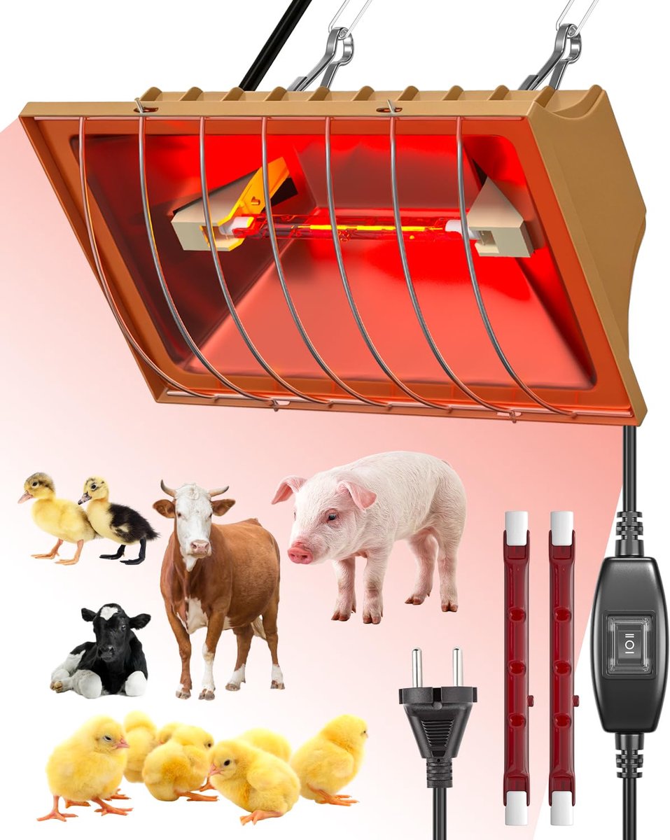 heat lamp for chicken coop with high/low position switch (175W/275W), with adjustable suspension height and 3 m cable - ShopVlot