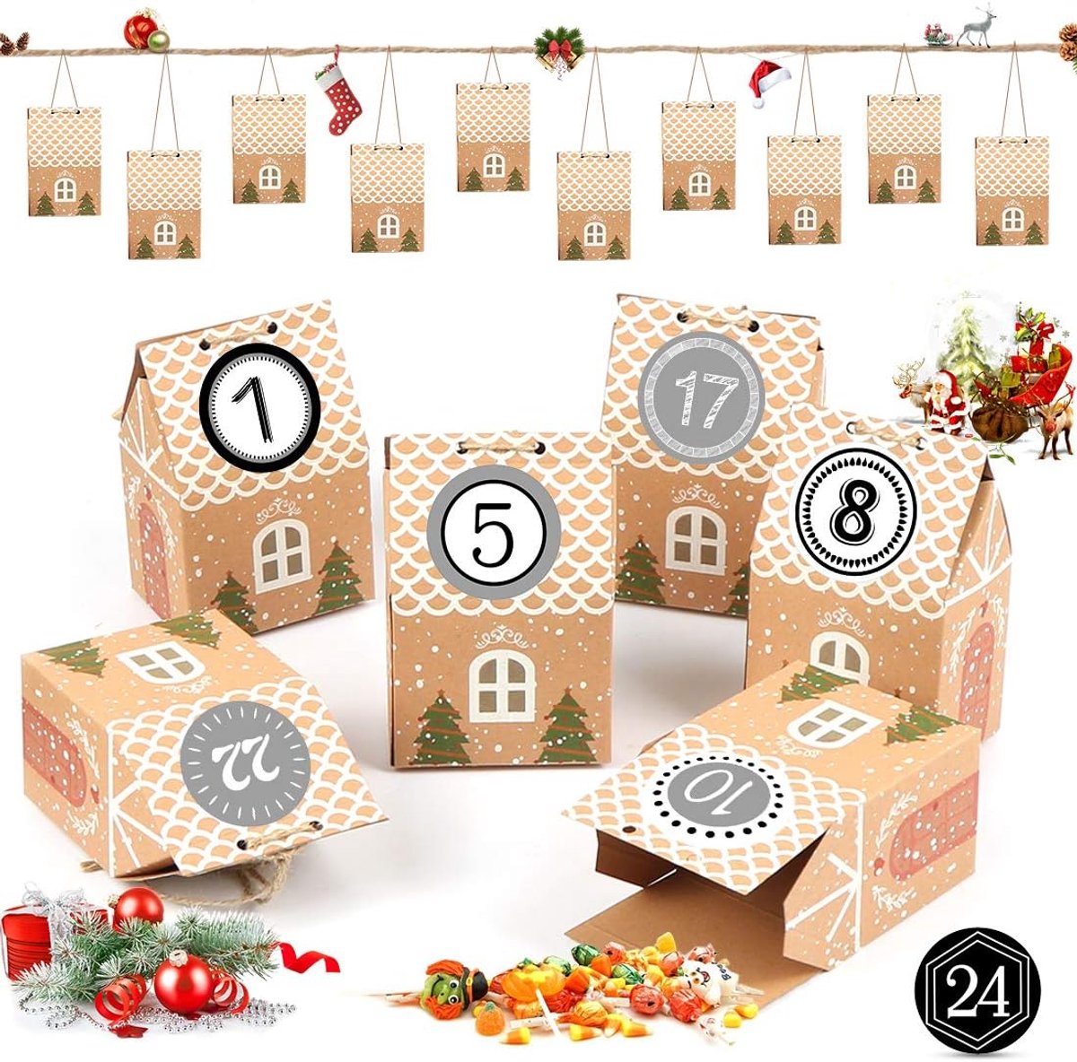 Advent Calendar for Filling, 24 Advent Calendar Houses, Advent Calendar DIY Craft Boxes, DIY Advent Calendar for - ShopVlot