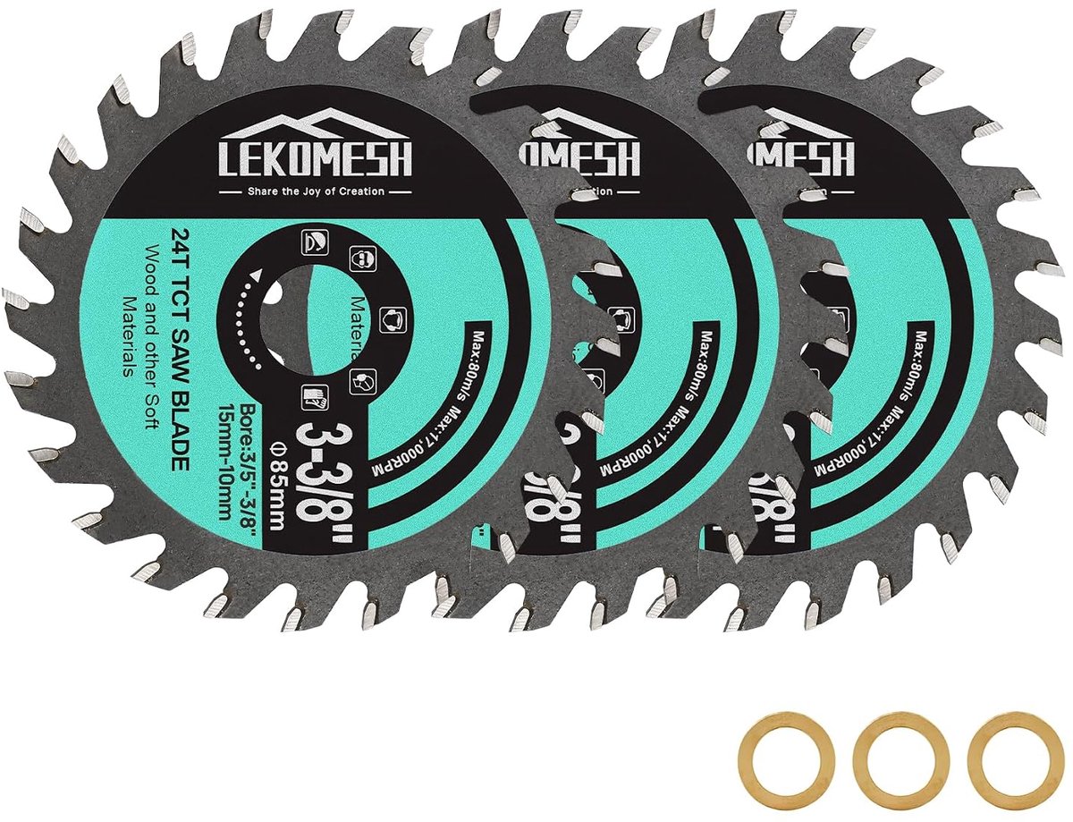 TCT Circular Saw Blade, 3 Pieces, 85 mm, 24T Circular Saw Blades for Wood, TCT Cutting Disc for Wood and Plastic, with - ShopVlot