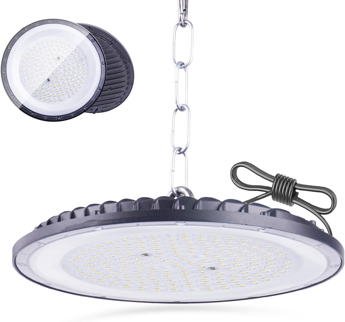 100W LED UFO High Bay Warehouse Light, 110 lm/w 144 LEDs Industrial Outdoor LED Floodlight, 6500K, IP65, Waterproof - ShopVlot