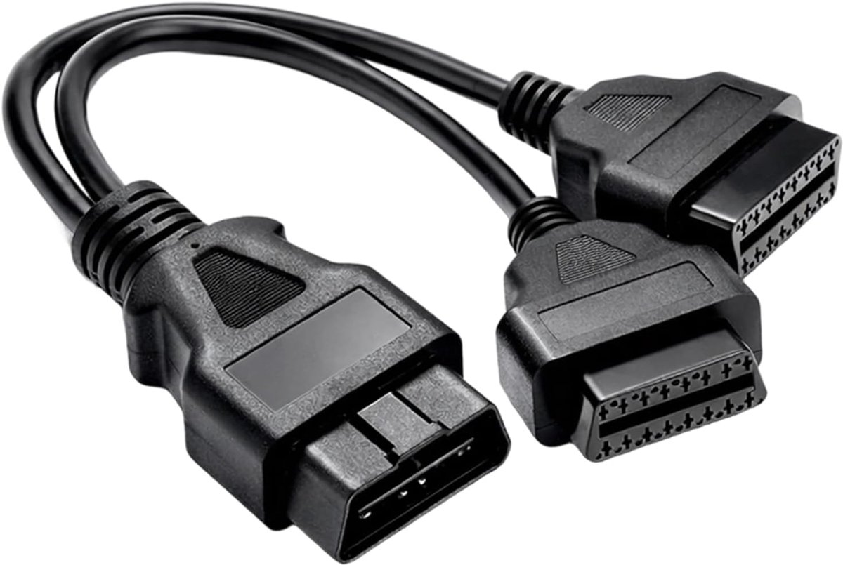OBD2 adapterkabel 16-pins - Y-splitter verlenging, 1 x stekker naar 2 x bussen voor auto-diagnoseapparaten - ShopVlot