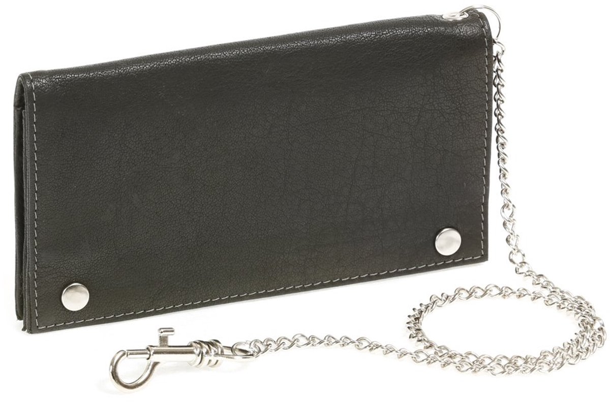 Biker tobacco bag with chrome chain tobacco bag twist bag LEAS in genuine leather, black - LEAS Special Edition - ShopVlot