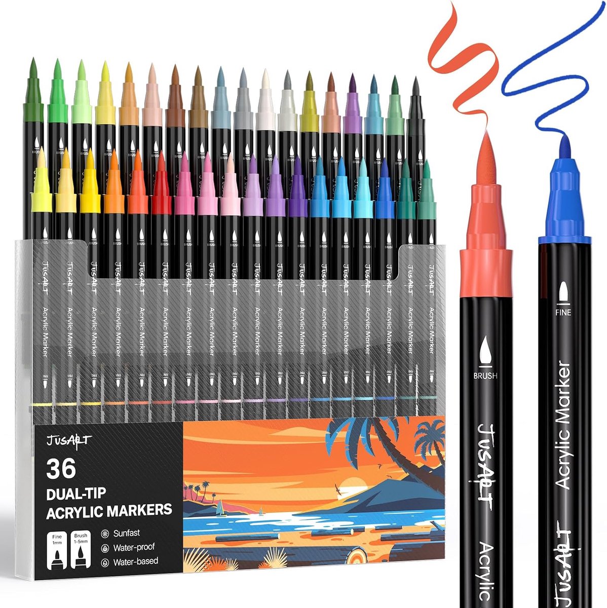 JusArt 36 Colors Dual Tip Paint Markers - ShopVlot