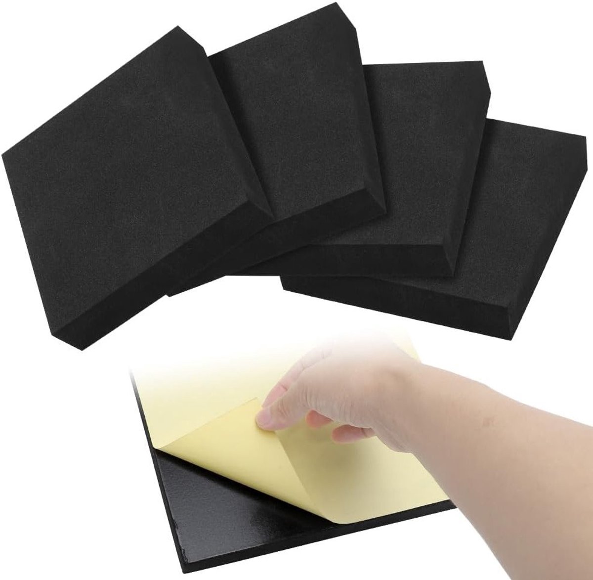 Verstevigde Schuimplaten met Plakrug, Set van 4 Stuks, Antislip Matten voor Meubels, Klussen en Decoratie, 150 x 150 x 20 mm