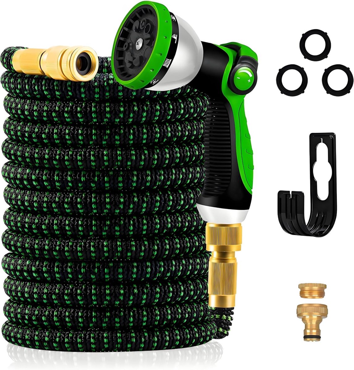 Uitbreidbare Tuinslang - 3450D Weefsel - 3-Laags Latex - Metalen Connectoren - Voor Tuinieren en Wassen