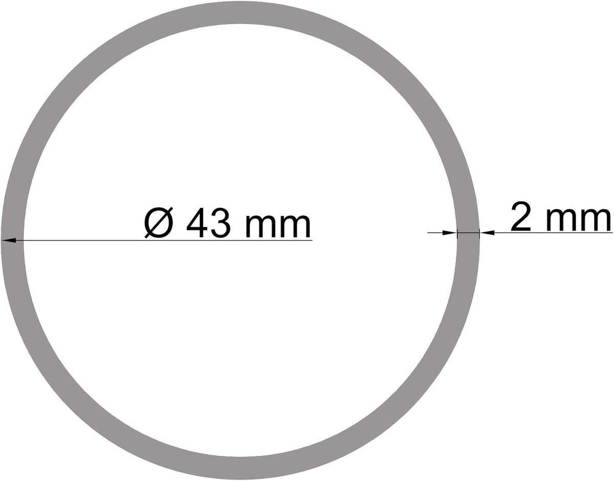 Aluminium Ronde Buis - Metaalprofiel - Meubelbouw - Zwart Geanodiseerd - 43x2mm 80cm - Zwart