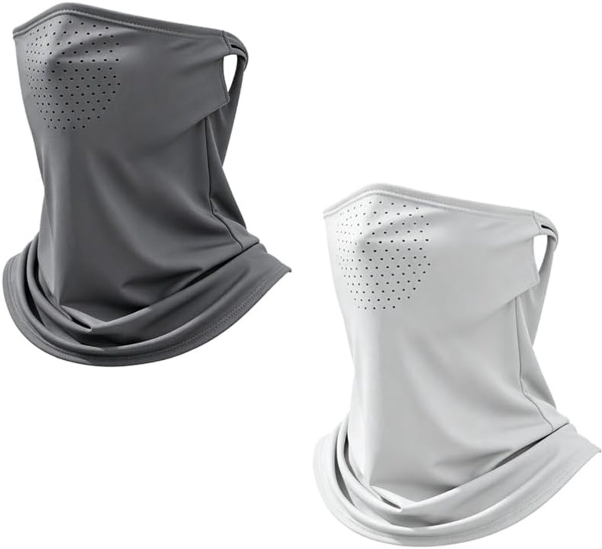 Gezichtsmasker Met Oorlussen - Nek Sjaal - Zon Bescherming - Ademend Materiaal - 15 x 10 x 5 cm - Zwart/Grijs