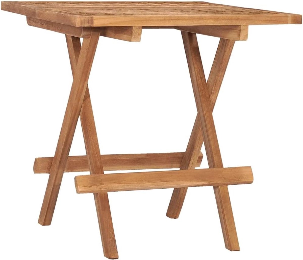 Inklapbare Tuintafel - Houten Bijzettafel - Buiten Zitten - Massief Teakhout - 50 x 50 cm - Natuurlijk Hout