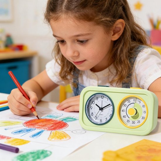Timer voor kinderen - Visuele timer - Tijdmanagement oefenen - Met nachtlichtfunctie - 6x12x6 cm - Groen — afbeelding 3
