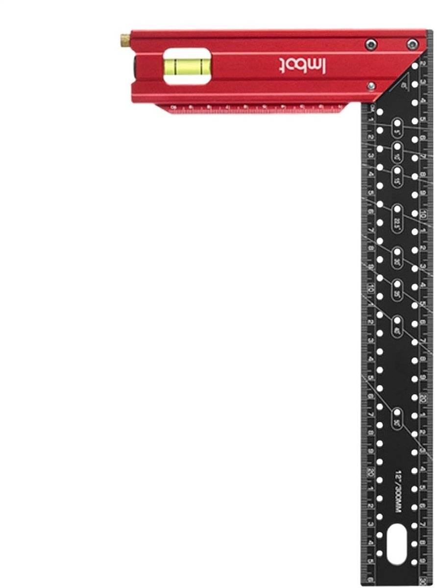 Houtbewerkingsliniaal - Timmergereedschap - Nauwkeurig Meten - Aluminiumlegering - 30 cm - Zilver