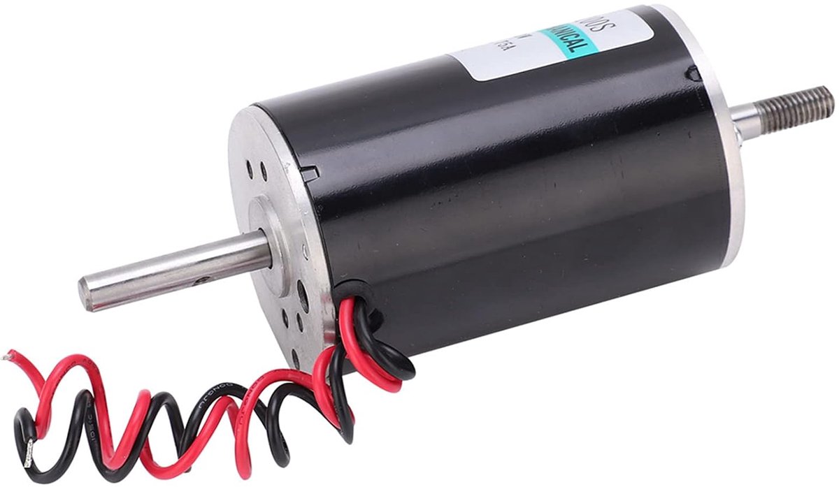 DC Motor - Elektrische Motor - Gereedschap Aandrijven - Dubbele Uitgangsas - 24 V 80 W - Zilverkleurig