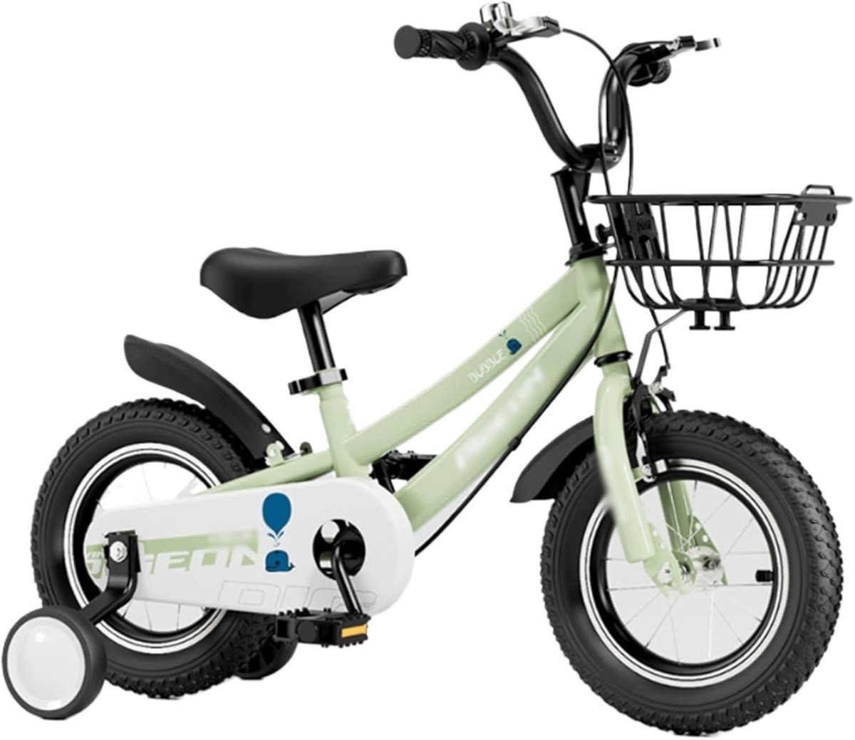 Kinderfiets met mand Loopfiets trapfiets Buiten spelen Met zijwieltjes 12-18 inch Groen
