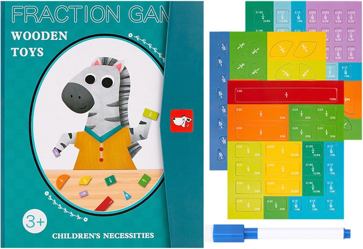 Magnetisch Breukenboek - Breukenpuzzel Educatief - Wiskunde Leren - Interactieve Puzzels - 102 Modules - Meerdere kleuren