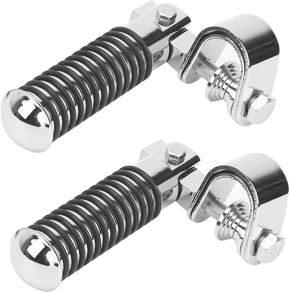 Motorfiets Voetsteunen - Voetsteunen Klembevestiging - Comfortabel Rijden - Opvouwbaar Ontwerp - 1 Inch Klem - Zilver