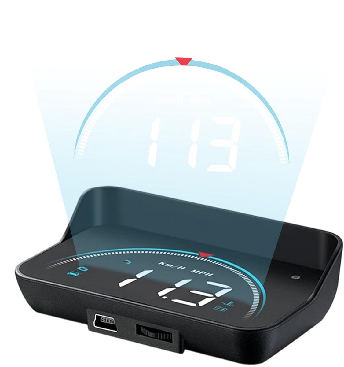 Snelheidsmeter Projector - Auto Display - Veilig Rijden - Automatische Helderheid - 12.8x8.5x4.8 cm - Zwart